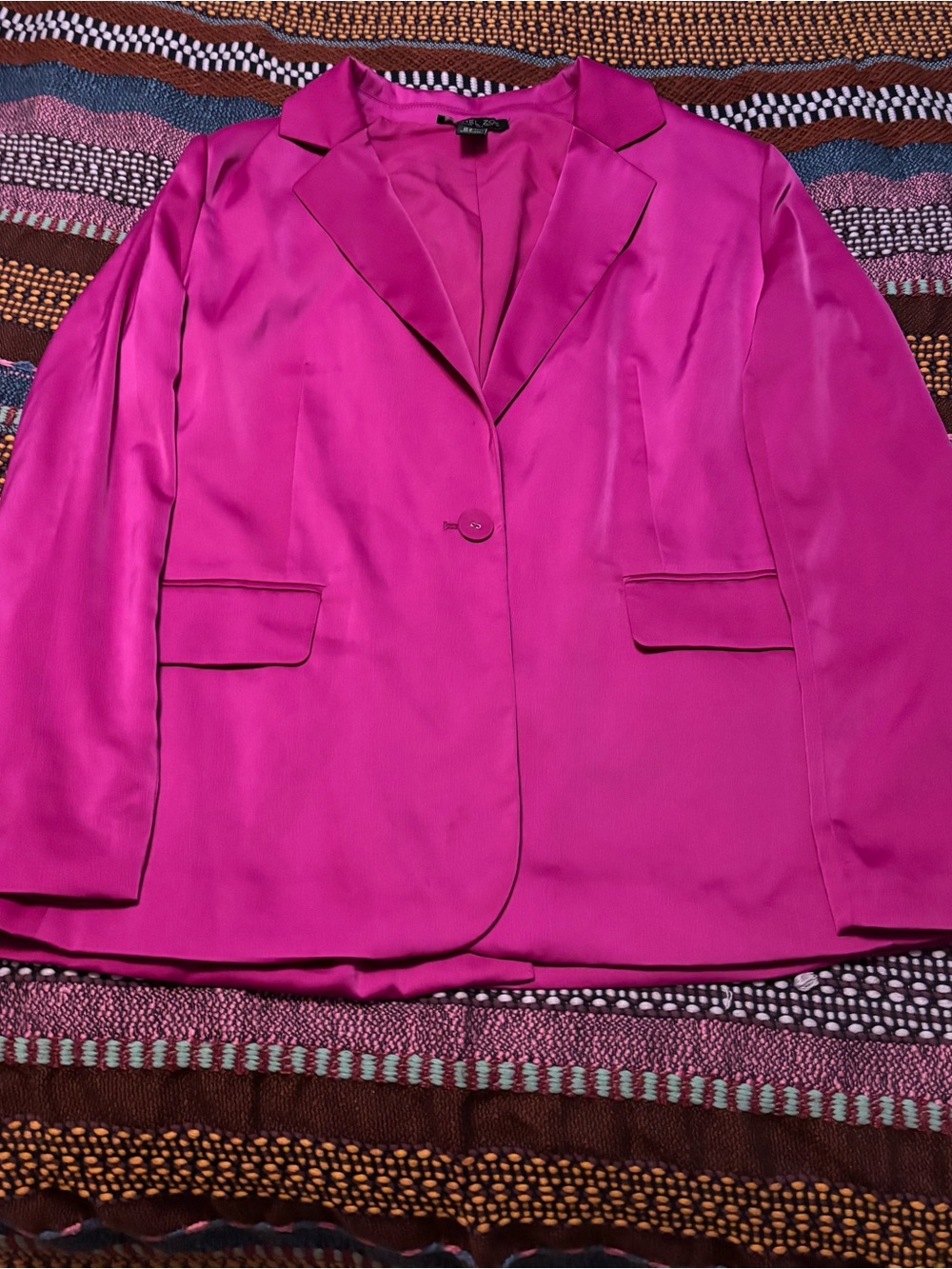 Rachel Zoe Fuchsia Satin Single-Button Blazer